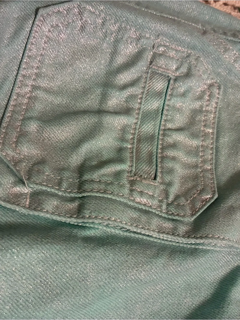 Like New We the Free "Lap of Luxury" Barrel Cargo Jeans in Metallica Aquamarine - Picture 14 of 14
